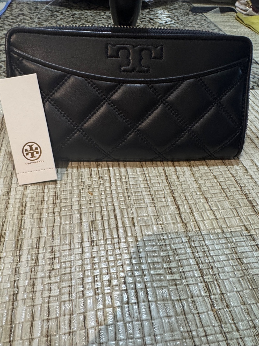 Tory Burch Black Quilted Leather Wallet
